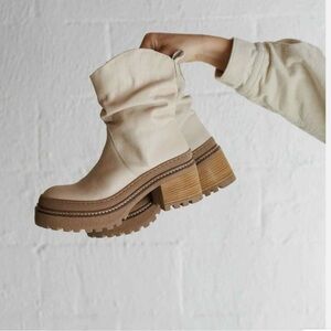 Free People Women's White & Brown Soul Mel Slouch Boot Size 6